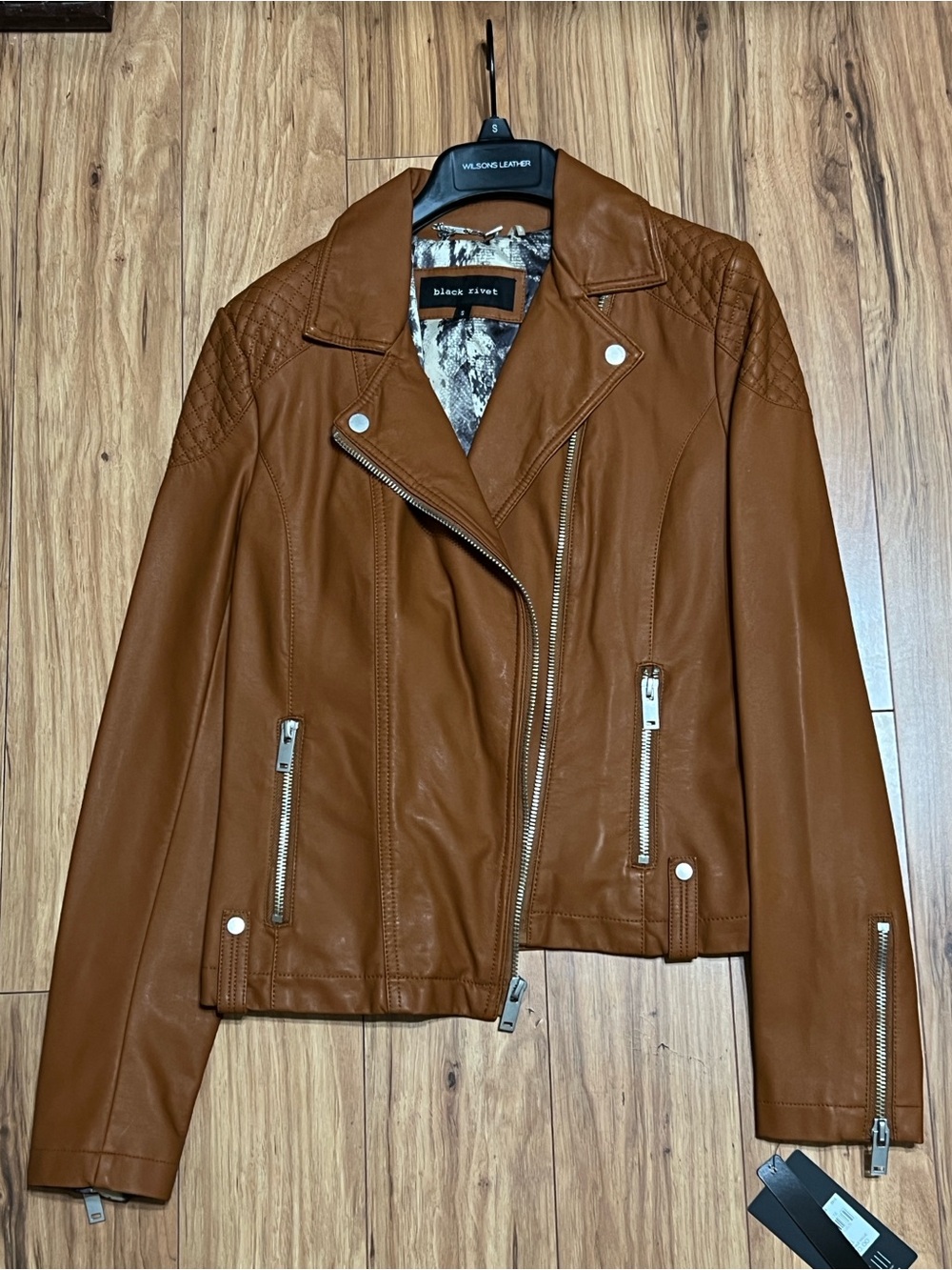 Black Rivet Women's Brown Faux Leather Moto Jacket